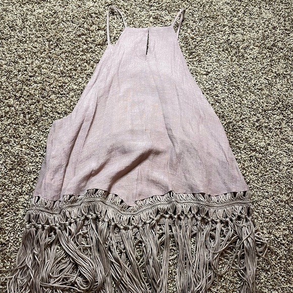 Mustard seed light purple medium Woven Crochet Fringe Tank Top - Picture 2 of 8